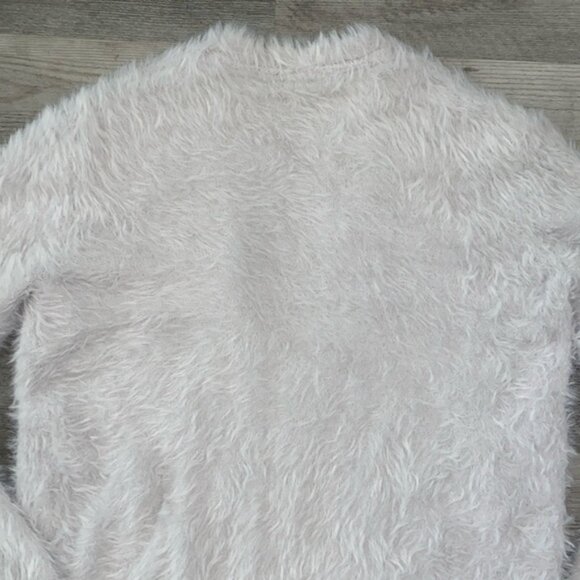 Free People Eyelash Long Cardigan Open Sweater Women's XS Light Gray White Boho - Picture 10 of 12